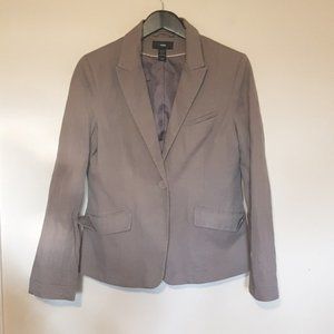 H&M stone grey linen cotton blend lined single  button suit jacket